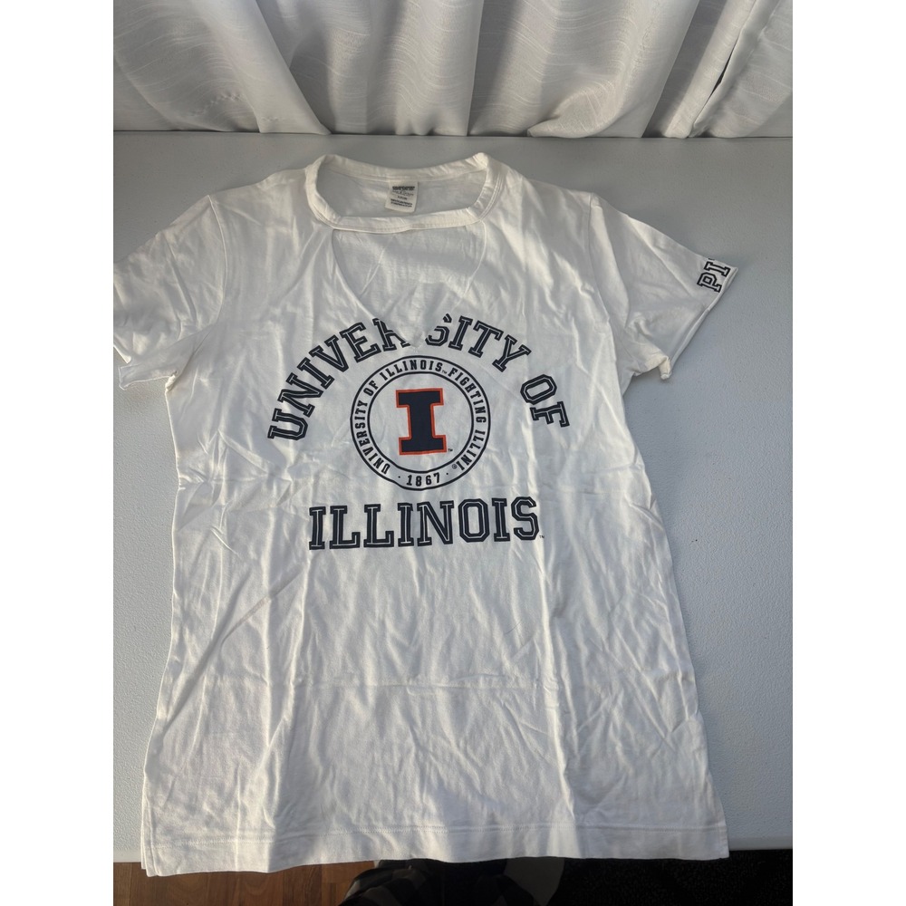 Victoria's‎ Secret PINK University of Illinois Fighting Illini White Tee Small